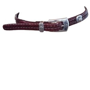 Brighton Braided Leather Belt Silver tone Buckle Western Brown 30 SMPreloved‎